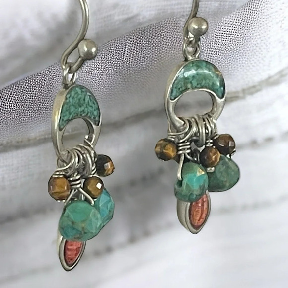 Silpada Turquoise|Tiger’s Eye Sterling Silver Earrings - Picture 3 of 5